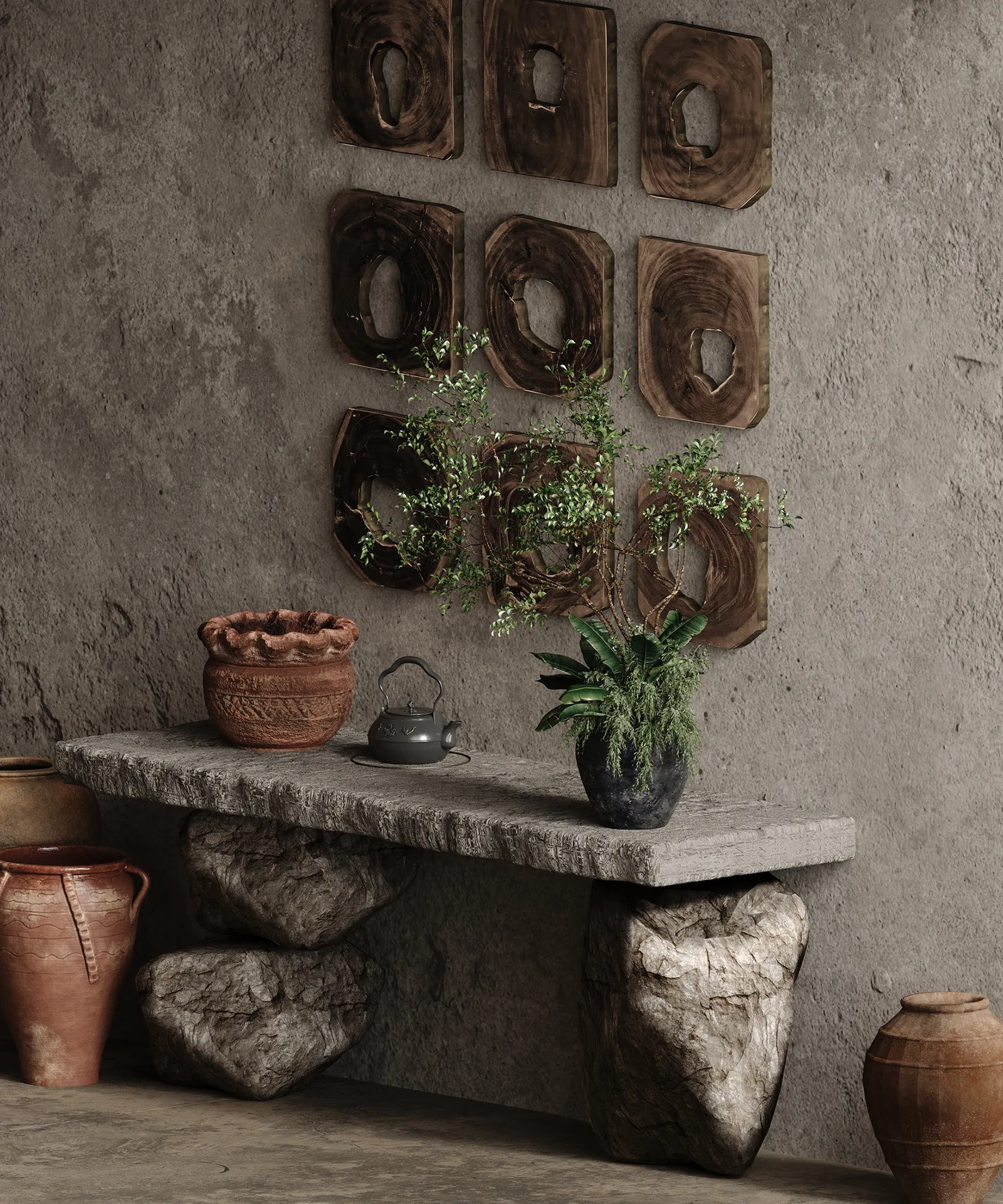 Altara Uluwatu tropical villa interior 3D visualization
