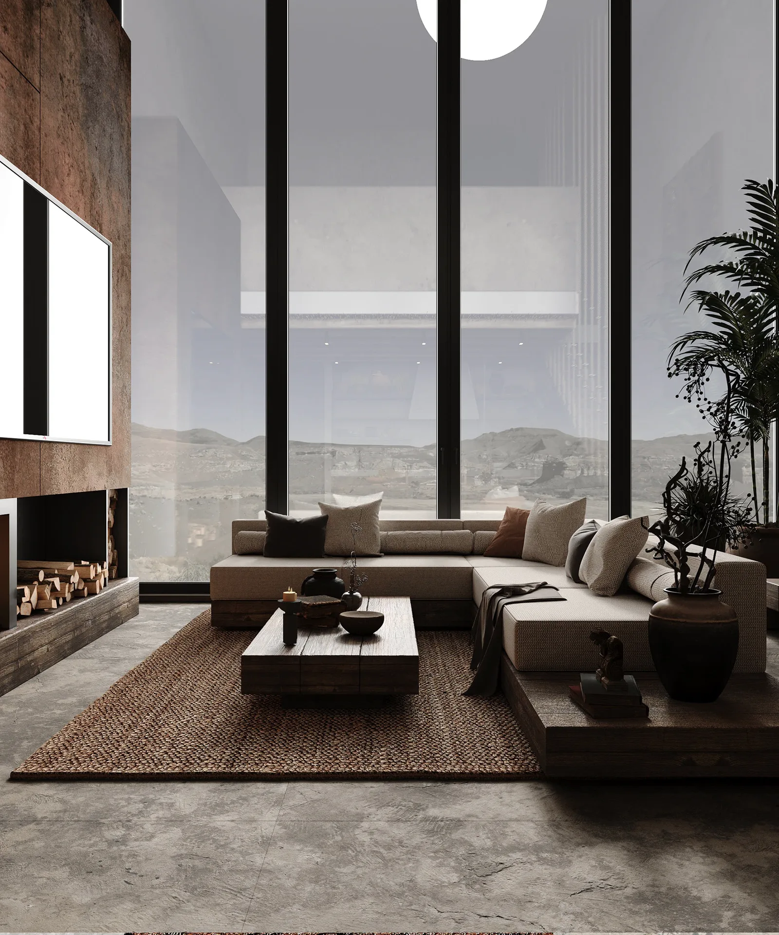 Altara Uluwatu material-led villa interior render