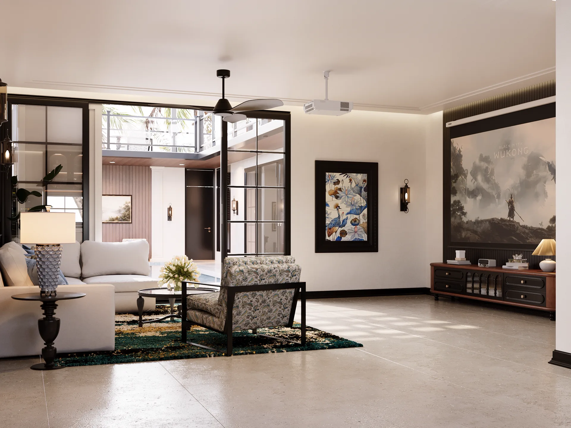 Hitomi Villa interior design render for an active renovation project in Bali